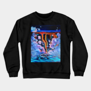 Lava Flowing Into The Ocean At Night Crewneck Sweatshirt